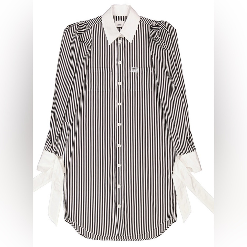 💰⬇️ BURBERRY 
Black & White Striped Shirt Dress - Picture 11 of 12